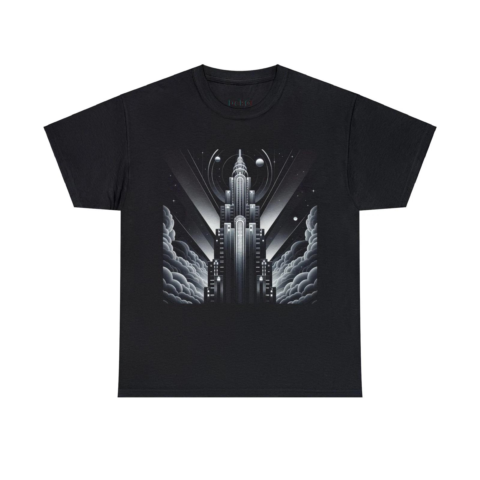 

Unisex Adult T Shirt Designer Art Deco Skyscraper Night Skyline Sleek Bold Tee S
