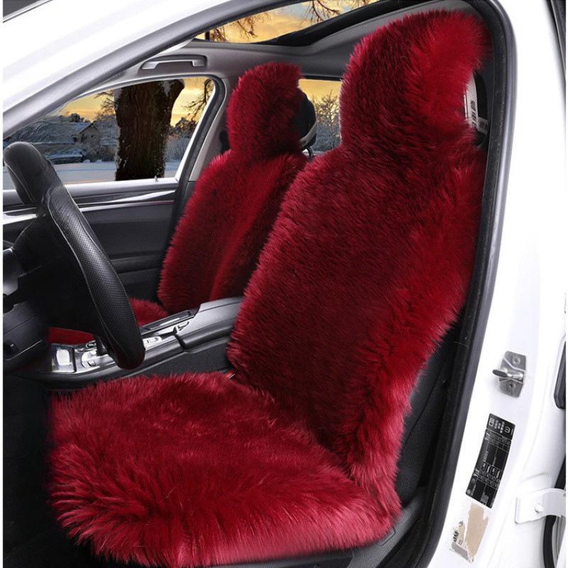 

Чехлы на сиденья, Элегантный дизайн, Полноразмерная накладка на сиденье автомобиля, Мягкий длинношерстный теплый чехол-подушка для сиденья, Зимний протектор - Универсальная посадка для автомобилей, Водительское сиденье, Офис Front row-2PCS красный
