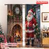 2pcs 2D Flat Printing Merry Christmas Scene Curtains Santa Claus Christmas Stocking Fireplace Fabric Without Electricity 0 for