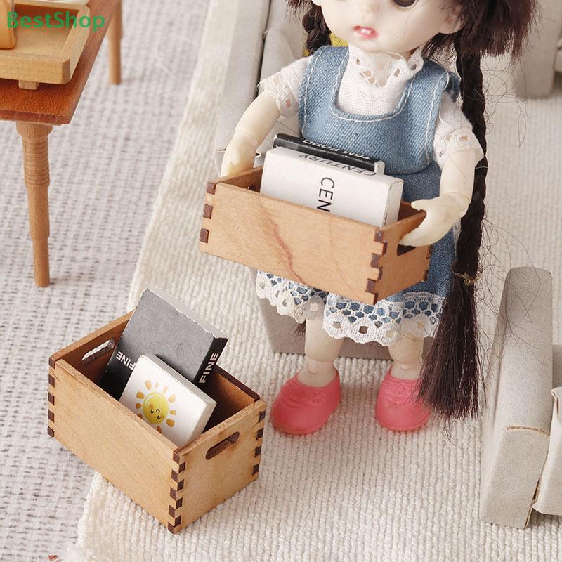 1:12 Dollhouse Wooden Storage Basket Simulation Furniture Model Micro Dollhouse Ornament