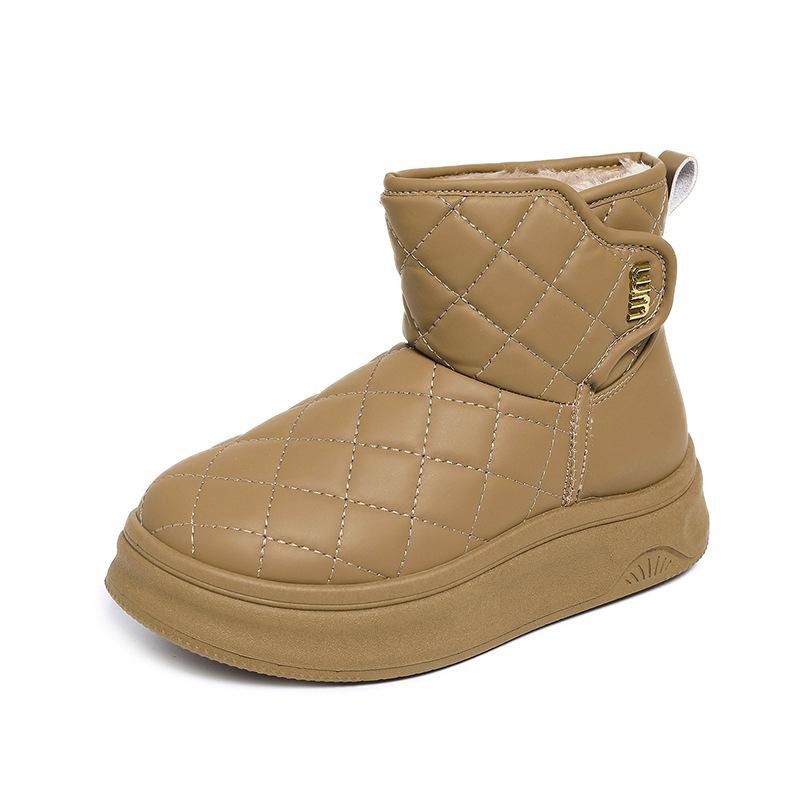 

XT snow boots new winter velvet thickened waterproof and non-slip short tube platform cotton shoes 35 коричневый