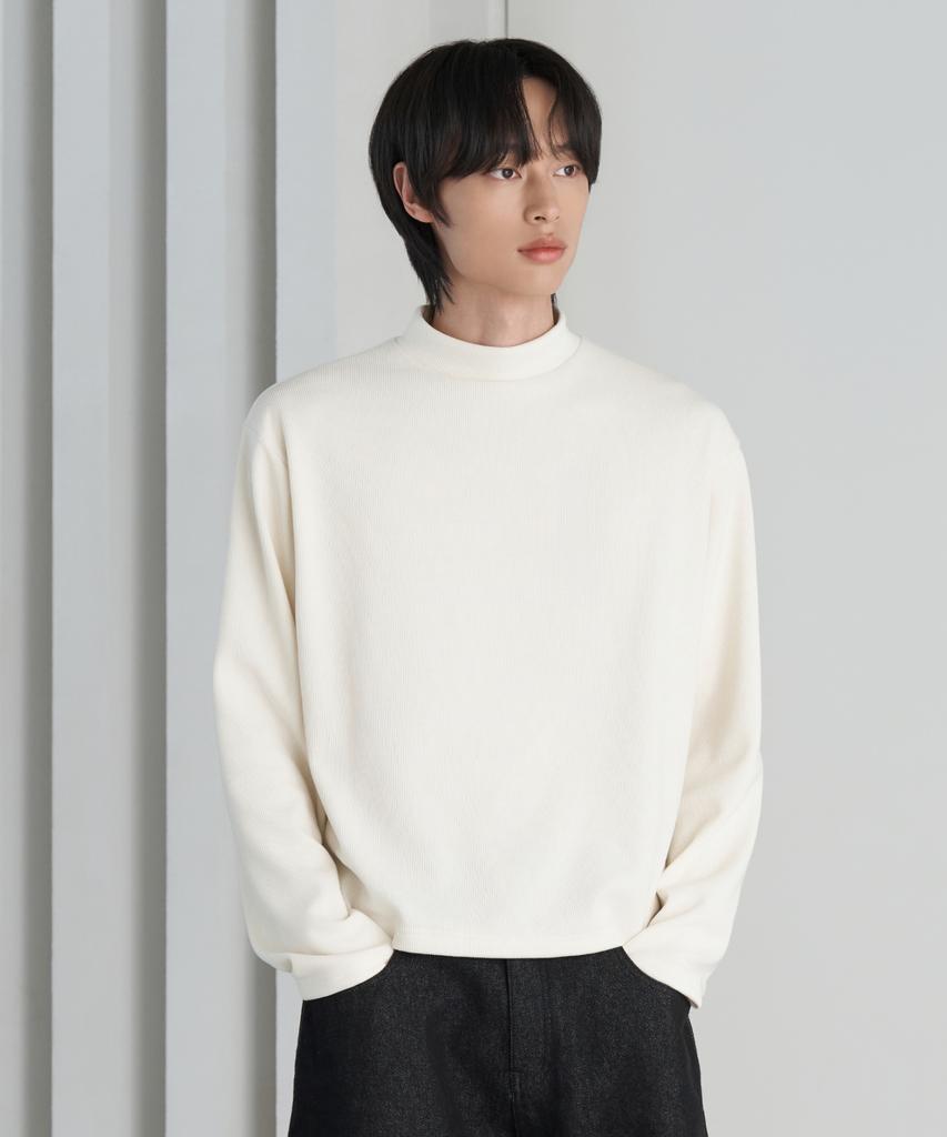 HYOJI 26 Fw Ribbed Mock Neck Crop T-Shirt (3 Colors)