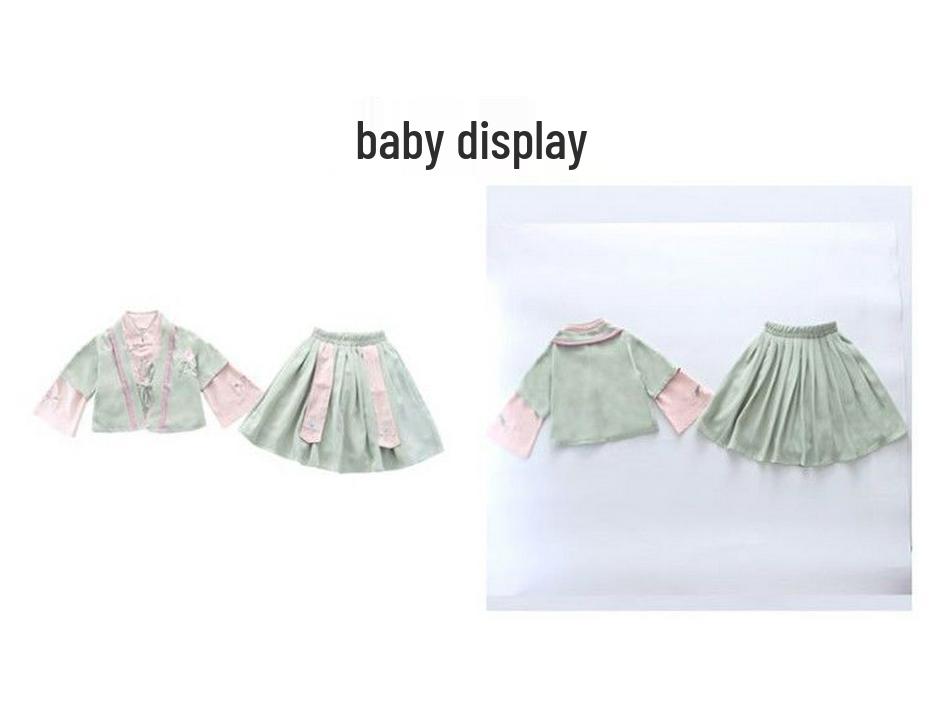 2026 Spring/Autumn Chinese Style Girls' Floral Hanfu Two-Piece Set - Retro Ethnic Costume for Performances