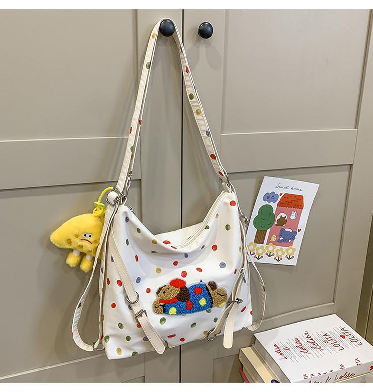 Süßer Cartoon-Hund Polka-Dot-Muster Umhängetasche Rucksack Mit Reißverschluss Für Den Täglichen Gebrauch