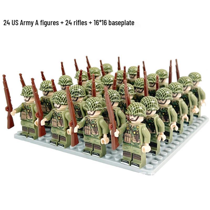 Cross Military 24-Figure Set: Eight Nations Square Formation Toy with Rifle Base Plates