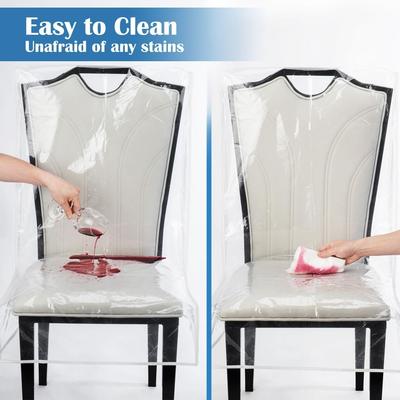 PVC Esszimmerstuhlbezüge Fleckenabweisend Wasserdicht Transparenter Sitzschoner Tierkrallenfest Transparente Kunststoff-Stuhlbezüge