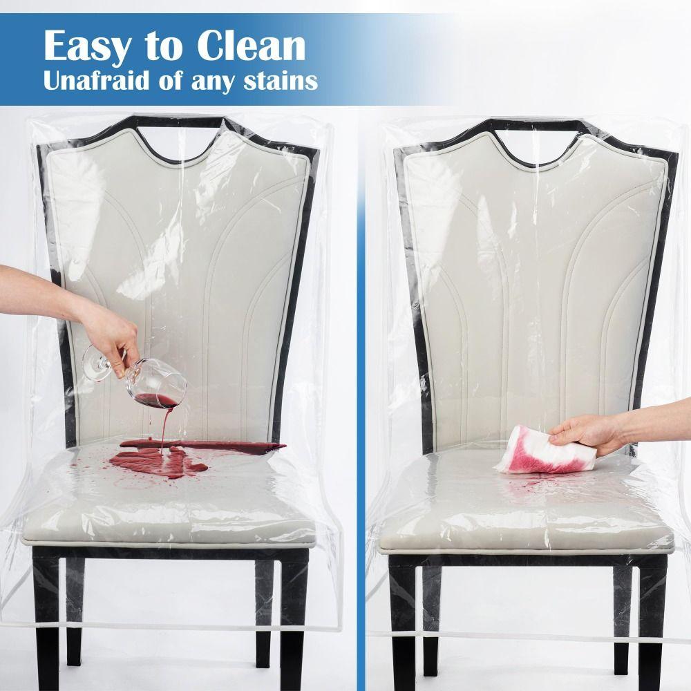PVC Dining Chair Covers Stain Resistant Pet Claw Resistant Clear Seat Protector Waterproof Oil-proof Kitchen Chair Protectors
