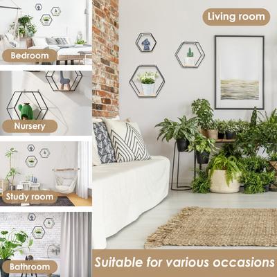 3Pcs Hexagon Shape Wall Floating Shelves for Living Room Bedroom Home Decoration Wall Mounted Storage Shelves Handicraft Display