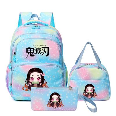 Ghost Annihilation Blade Anime Peripheral Student Backpack Fashion School Bag Lunch Bag Pencil Bag Three-Piece Set