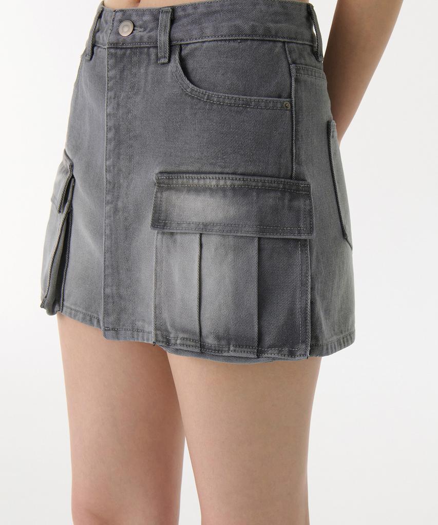 Musinsa Standard Woman Women'S Front Open Denim Cargo Mini Skirt [Gray]