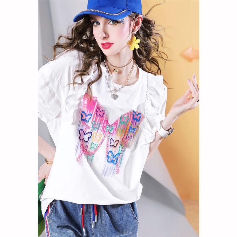 

Женская летняя нишевая футболка с коротким рукавом свободного кроя White order XL