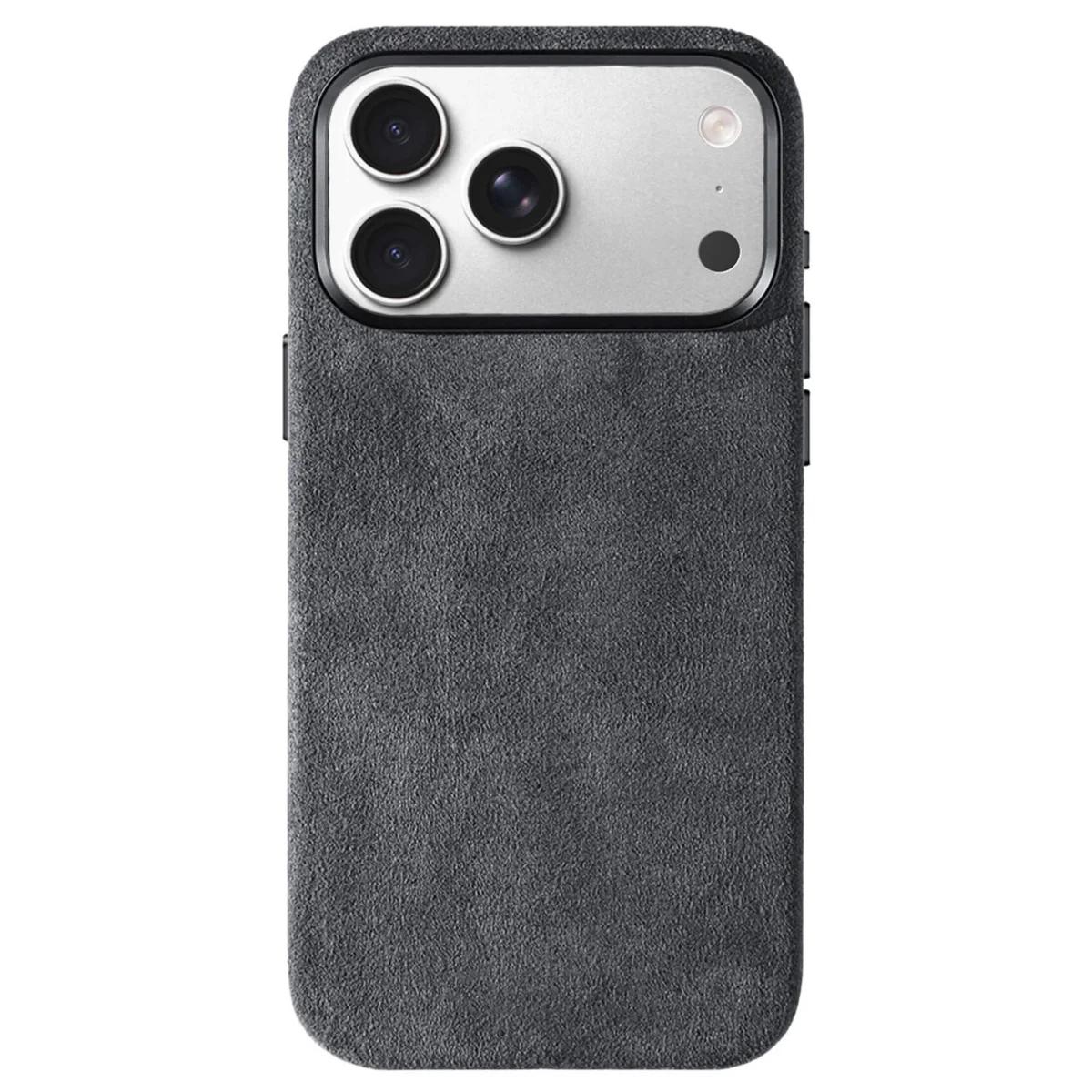 

Настоящий итальянский импортный чехол Alcantara с магнитами для iPhone 17 Pro Max 17Pro. Премиальный чехол MagSafe со смарт-кнопкой. Защитная крышка. for iPhone 17