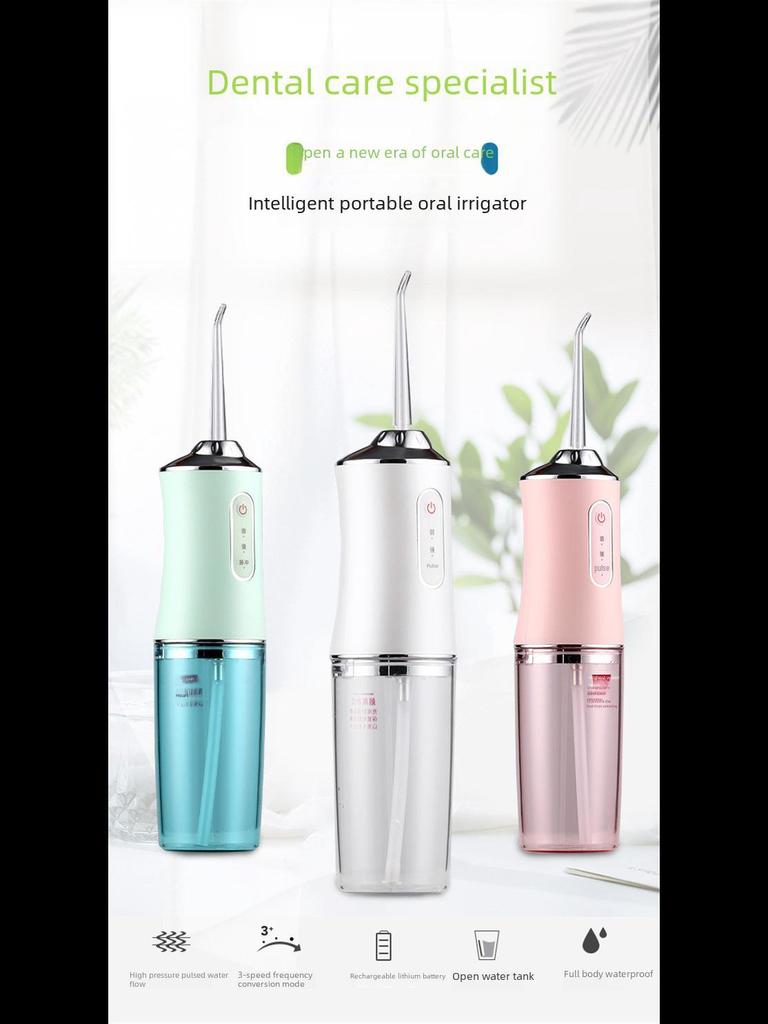 Smart Waterproof Electric Water Flosser for Fresh Breath, Portable Teeth Cleaner with Purple Light