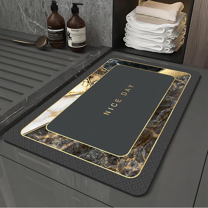 Light luxury style soft bathroom absorbent floor mat, quick drying anti fouling foot mat, washable bathroom