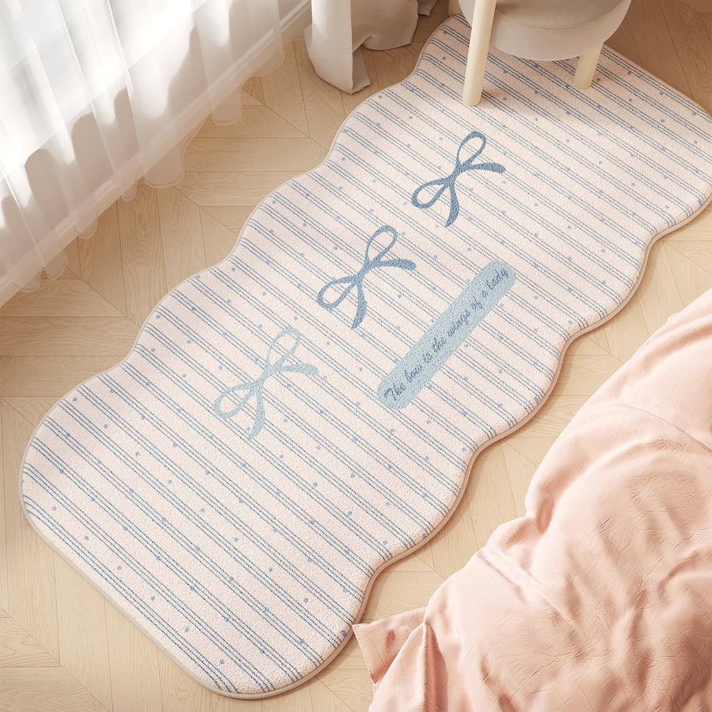 Girly Style Carpets for Living Room Pink Bow Bedroom Decor Carpet Fluffy Soft Irregular Bedside Rug Home Thicken Plush Floor Mat