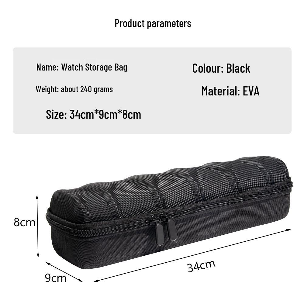 Eva Drop-Proof Hard Shell Watch Storage Bag Set, Fits Casio Watches - Includes 5 Portable Handbags with Sponge Lining