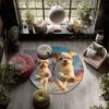 Two Shih Tzus Pattern Round rug,Carpet Rug for Living Room Bedroom Playroom ,Non-slip Floor Mat,Holiday Gifts and Birthday Gifts.