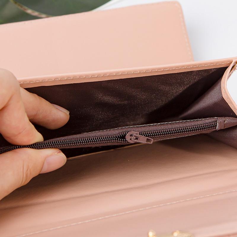 Damenportemonnaie Nische einfaches faltbares langes Portemonnaie frische und süße Handtasche Hand faltbare kleine Tasche