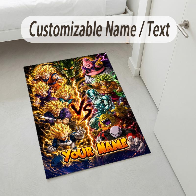 Personalized Crystal Velvet Carpet,Dragon Ball Custom Printed Name, Plush Area Rug For Home Indoor Decor