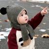 Kids Autumn-Winter Warm Thick Knit Hat Scarf Set Versatile Wool Knitted Ear Protector Cap Skullies For Boys And Girls