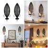 Elegant Black Metal Wall Candle Sconces, Leaf Shape Decorative Candlestick Candle Holders For Home And Event 2PCS