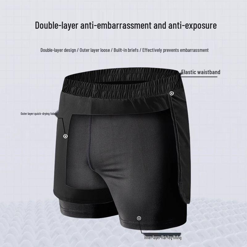 Men's Anti-Embarrassment Swimsuit Set: Square Leg Trunks & Full Swim Gear for Surfing and Diving