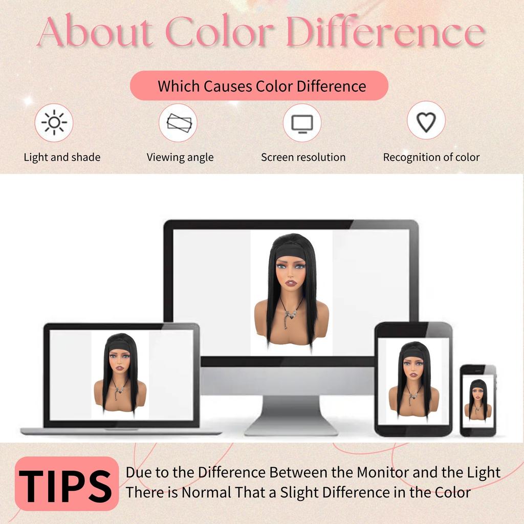 European American African Fashion Women's Headscarves Wigs Long Straight Hair Ice Silk Hairbands Synthetic Headbands