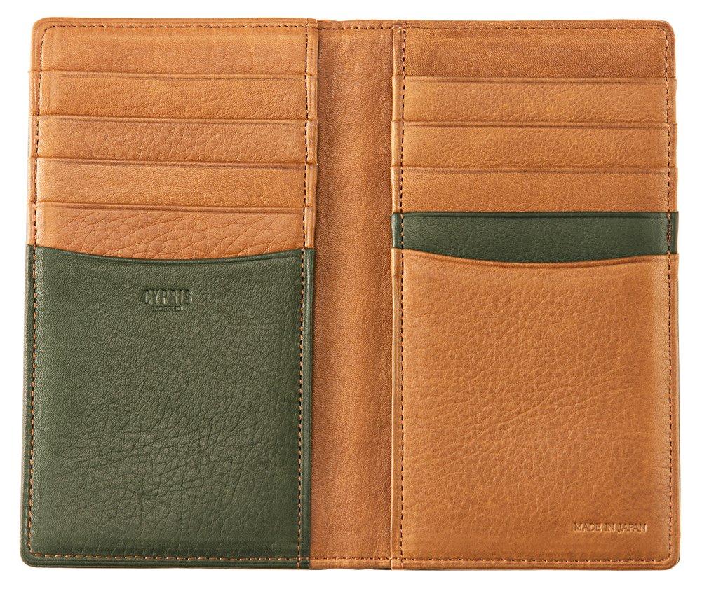Cypris Silky Kip Card Case, Holds 10 Cards, Soft Leather, Men's Gift, Father's Day Gift, Birthday Gift, Boyfriend Gift, Green, 1771