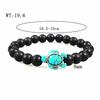 Natural Volcanic Stone & Green Malachite Beaded Turtle Elastic Bracelet for Men and Women