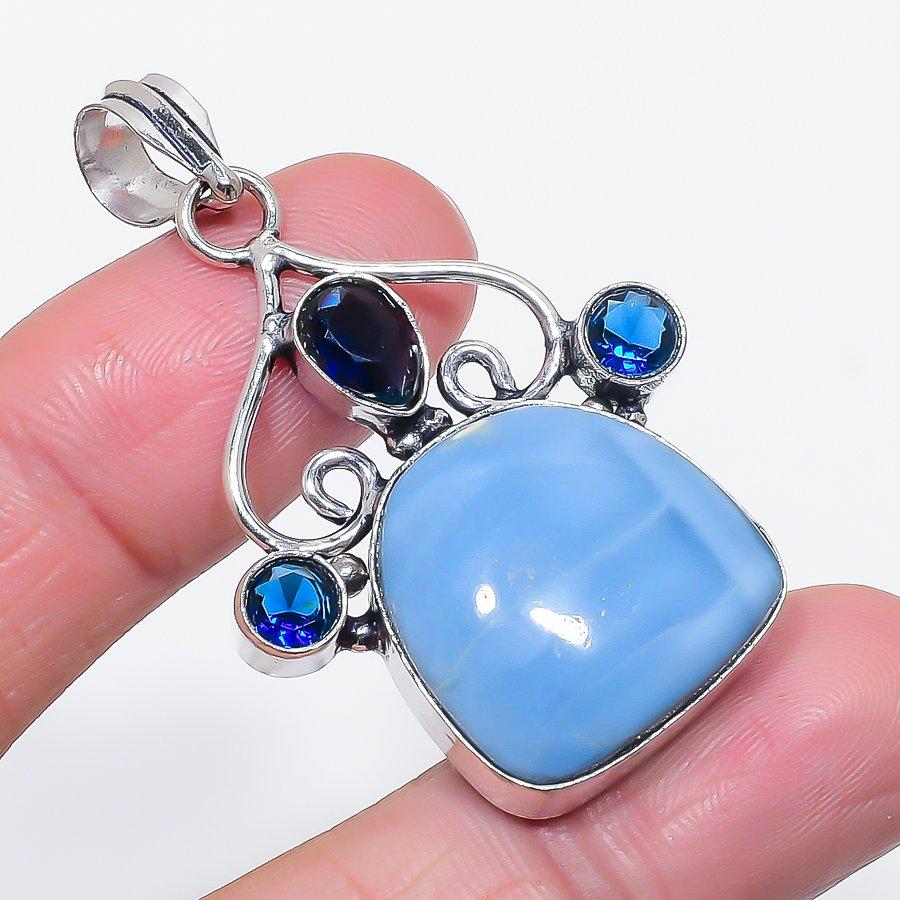 

Натуральный Овайхи Опал, Топаз 925 Стерлинговое Серебро Ювелирный Кулон 2,09 I9H85