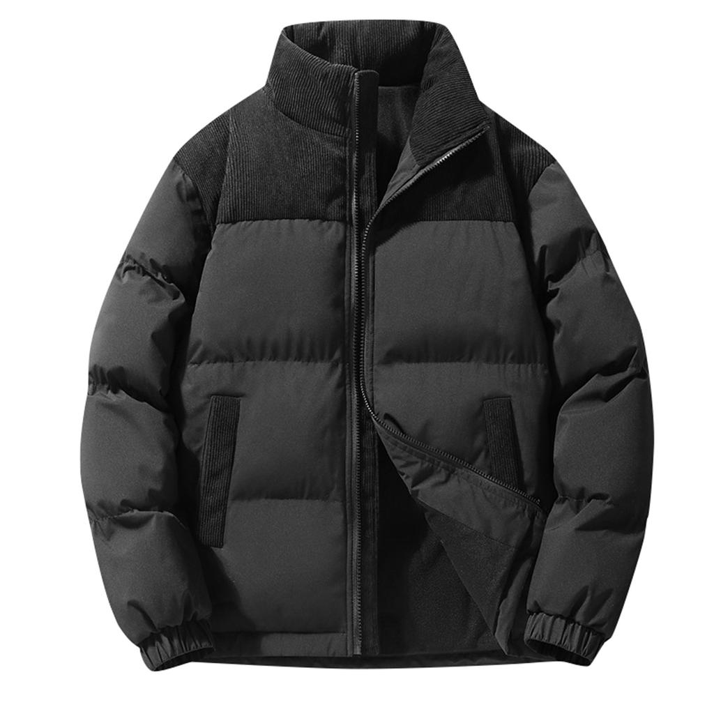 Cotton Jacket For Men And Women, Corduroy Spliced Stand Collar Cotton Jacket, Loose Large Size Down Jacket, Casual Jacket