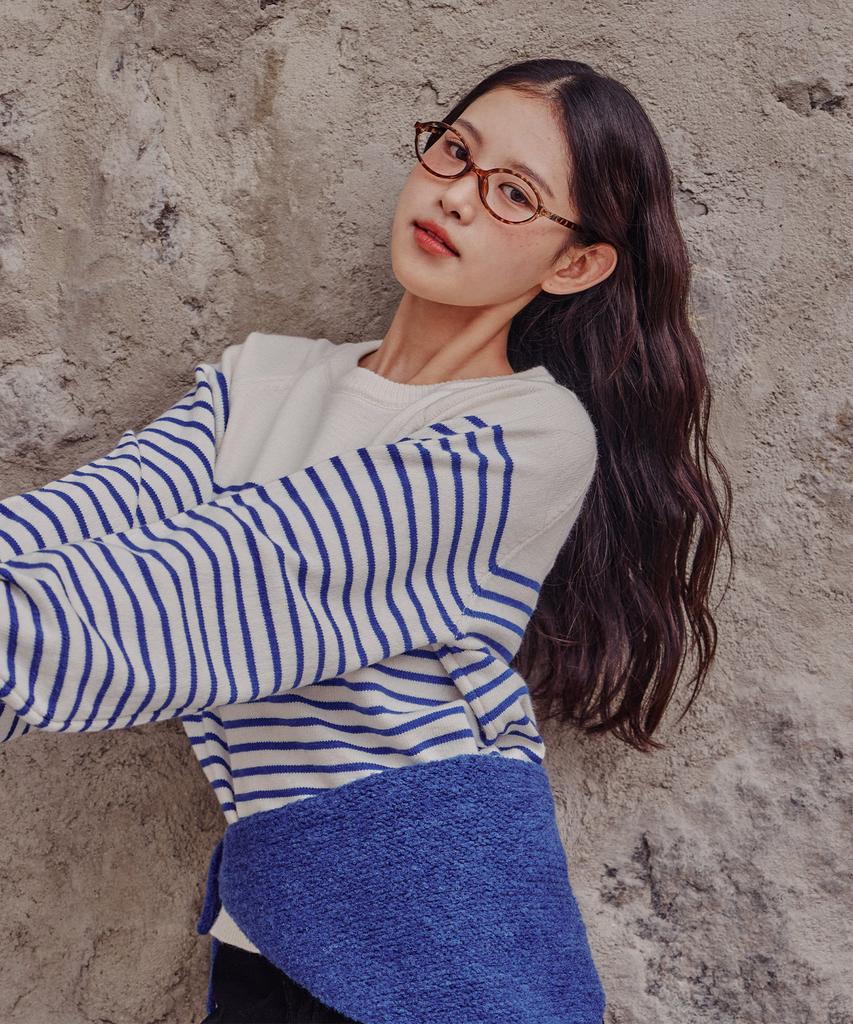 SWEET SOUP Striped Loose Fit Emblem Sweater (Wbalkf1)