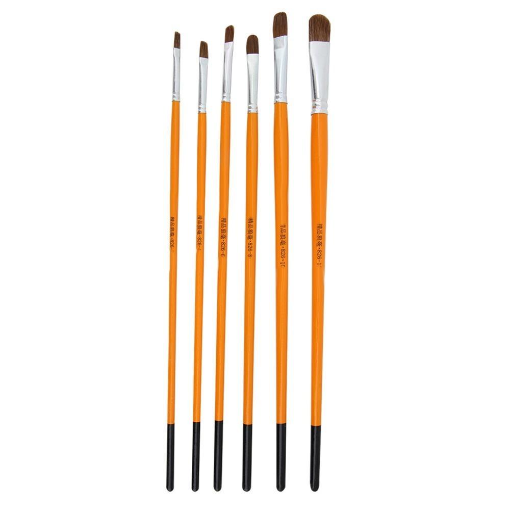 6PCS Premium nylon filaments Long Handle Art Brushes Nylon Filaments Brushes Art daily practice Brush