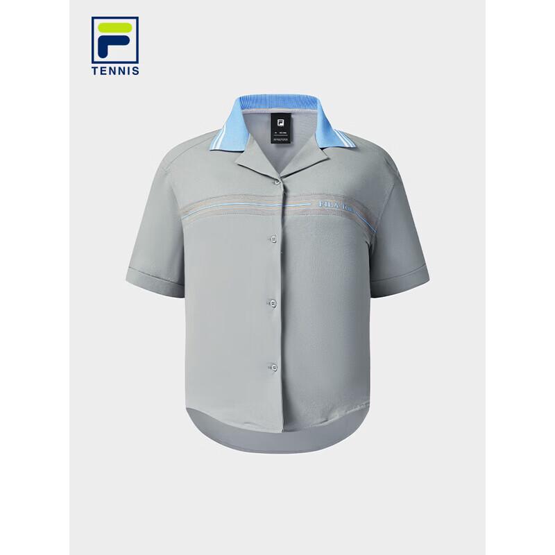 FILA Women s Color-Block Woven Short-Sleeve Tennis Shirt S