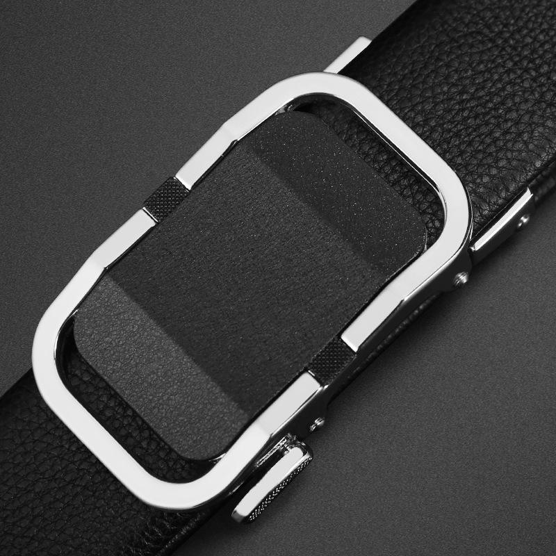 Men'S Cowhide Belt High-End Automatic Buckle Leather Belt Men'S Middle-Aged And Young Leisure Business Belt Men