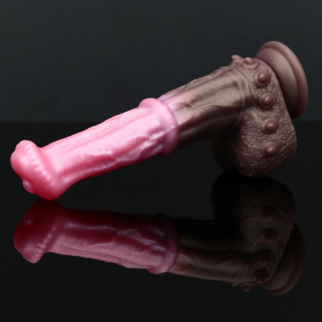 Consolador de silicona líquida con forma de animal, pene de caballo con ventosa, estimulador de vagina, masturbador femenino, juguetes sexuales anales para hombres, pene