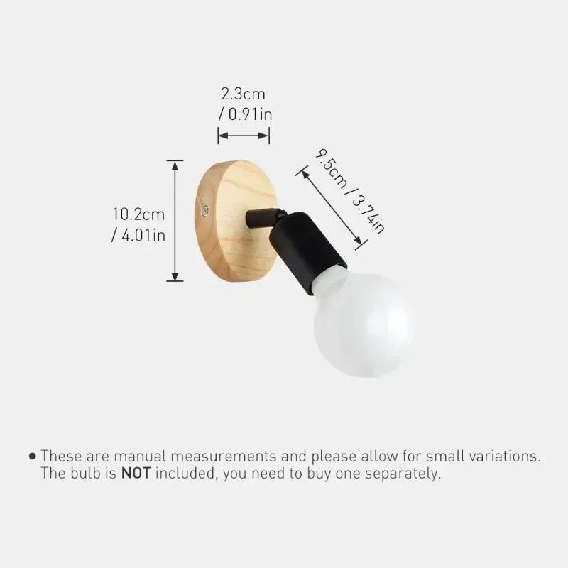 Vintage Design Wood Wall Lamp with E27 Base Type Black White Style Wood Lamp Lights for Cafe Restaurant Home Decorative Lighting