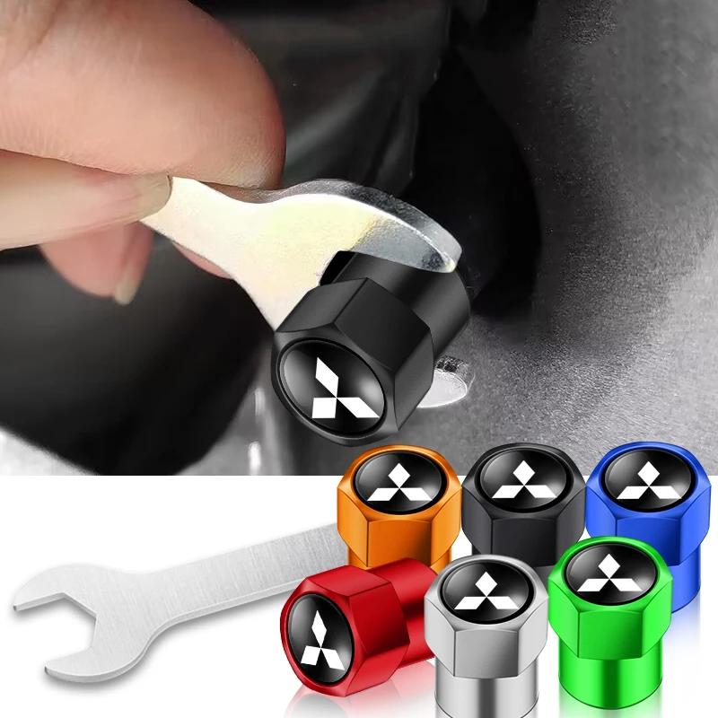 New 4Pcs Car Wheel Tire Valve Caps refit Accessories For Mitsubishi Outlander I200 Pajero Eclipse ASX Lancer Space Delica Ex