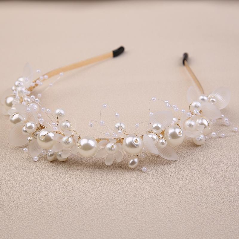 Pearl headband flower wreath headband Mori bride crown sweet knot wedding dress beaded headdress
