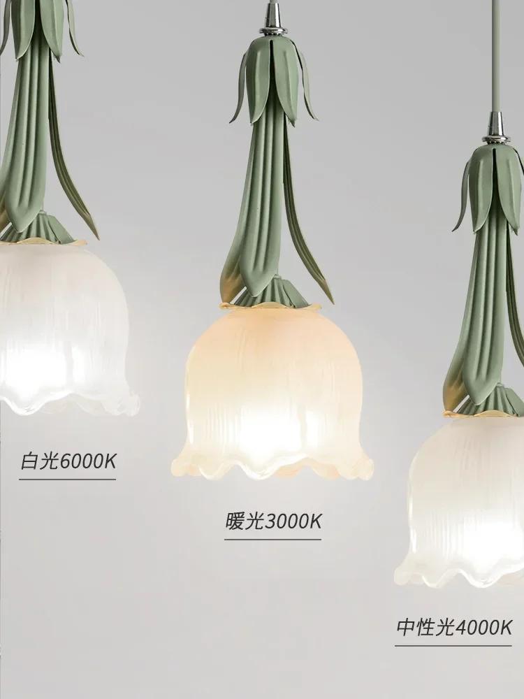 French Style Flower Chandelier Glass Pendant Light Suspension Hanging Lamp for Bedroom Living Dining Room