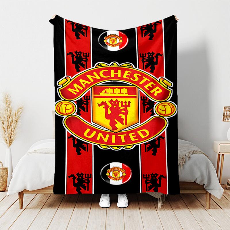 1pc Blanket - Manchester United FC logo Print Design, Lightweight Blanket for Sofa, Bed- Soft &Warm, Gift for All Seasons