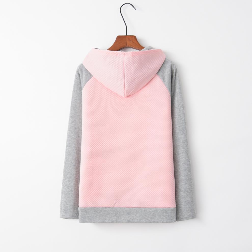 New 2020 Autumn/Winter Women's Patchwork Hooded Zipper Long Sleeve Hoodie, European American Style