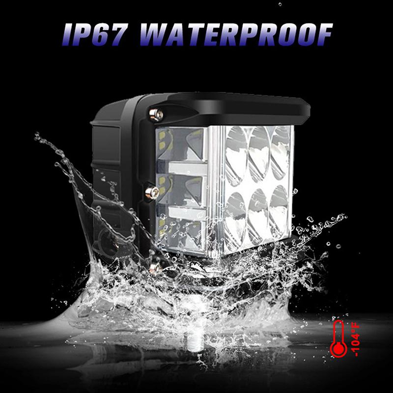 4"Led Work Dual Side Shooter Pod White & Amber Strobe Lamp Off Road Flashing Light For Car Truck Pickup Boat Suv