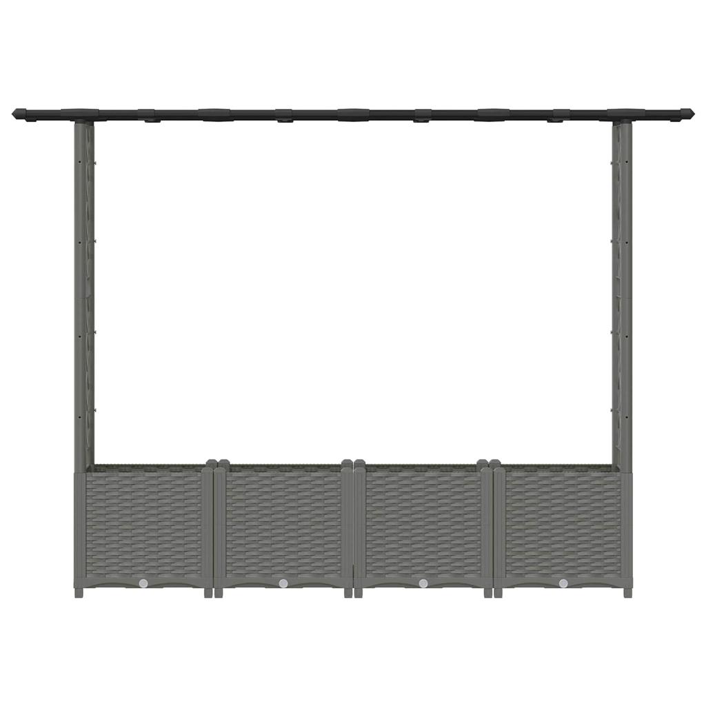 Raised Garden Bed with Trellis and Roof Light Gray 203 X 40 X 136 Cm PP