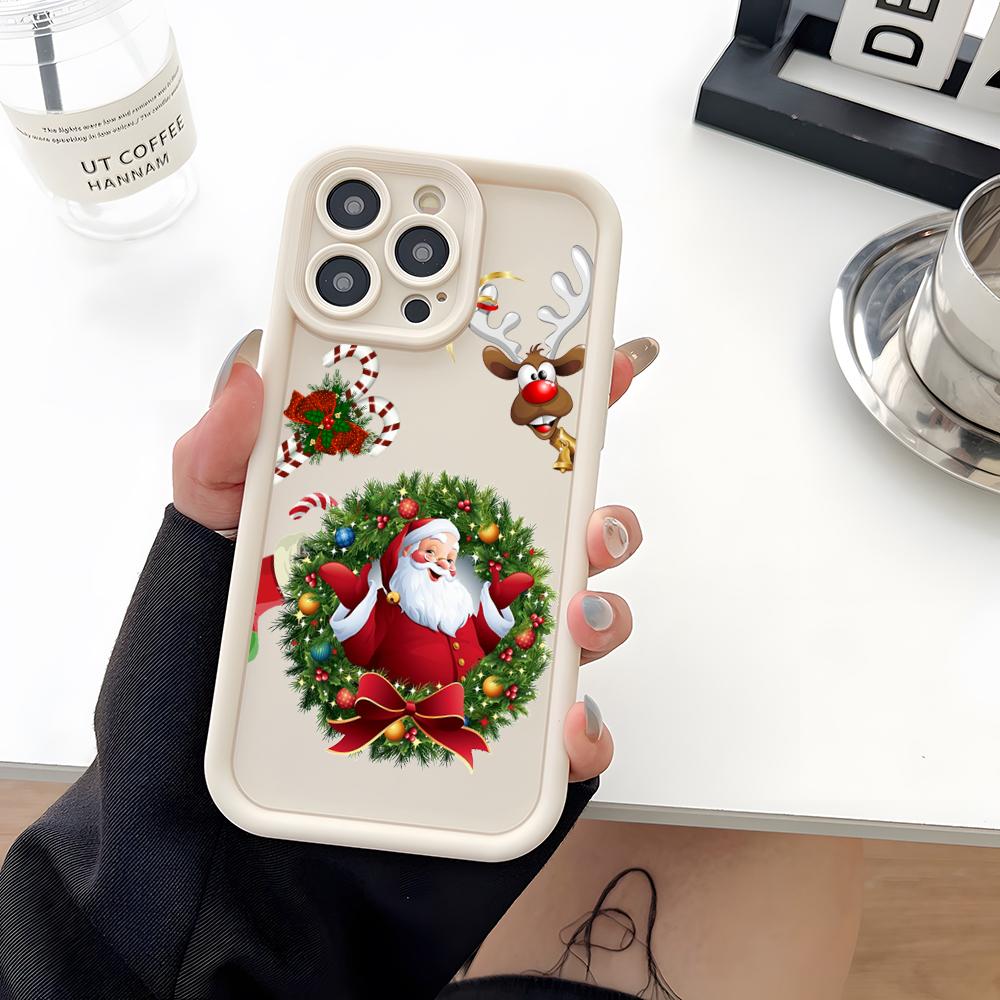 Coque de téléphone Père Noël Arbre de Noël Silicone Souple Pour IPhone 17 16 15 14 13 12 Mini 11 Pro Max Plus Protection Objectif Caméra Cov