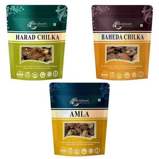 Brijbooti Harad Baheda Amla Raw 300 Gram | 100 Gram Each | (Pack of 3)