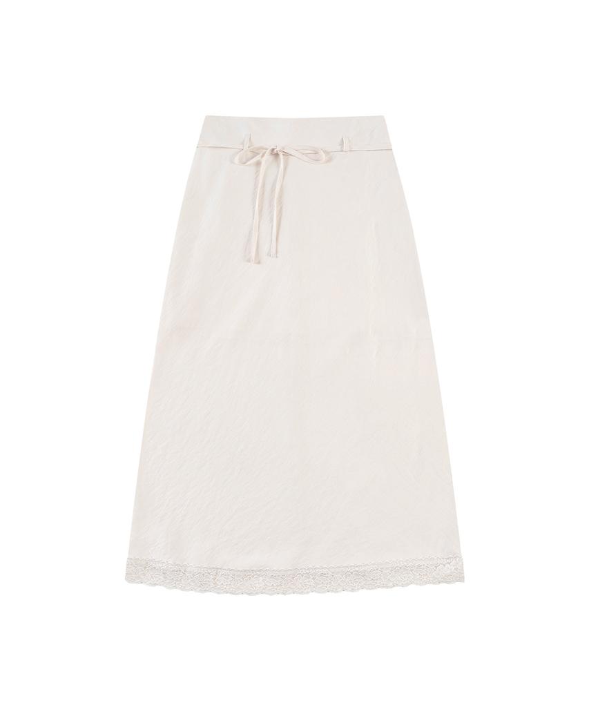 Siyajyu Sist9059 Lace Silky Long Skirt_Cream