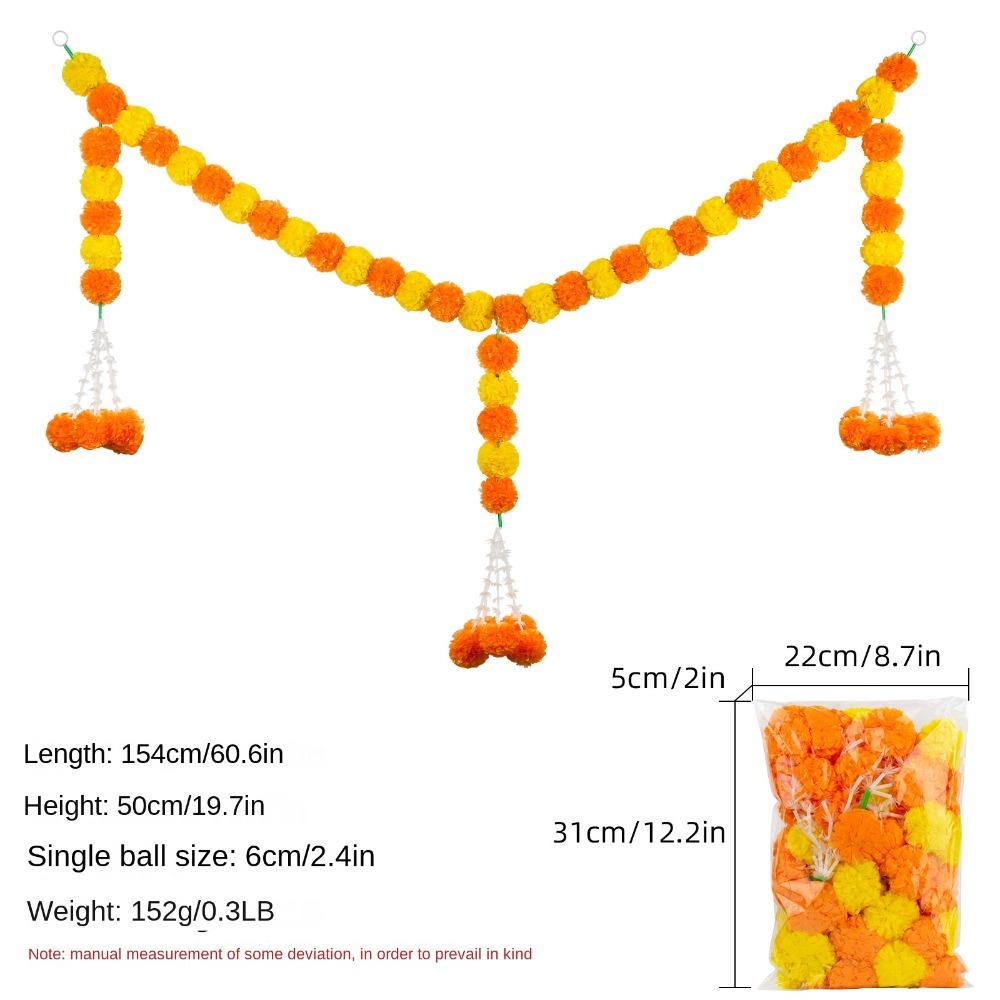1.5m Marigold Garland Marigold Flowers Home Decor Festival Ornament for Halloween Day of The Dead