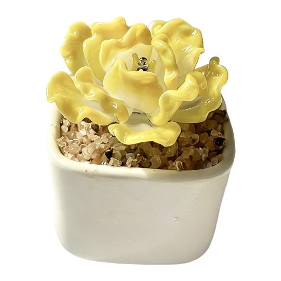 Handmade Mini Glass Flower Figurine Cute Hand Blown Small Faux Crystal Flower Bouquet In Pot Gift for Mother's Day Birthday Christmas DIY Craft