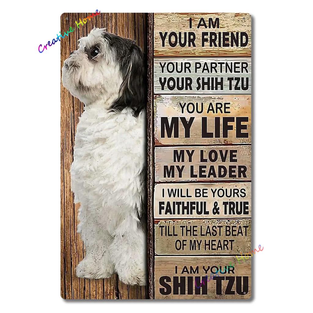 Dog Metal Tin Sign Shih Tzu Co. Bath Soap Wash Your Paws Printed Poster Bathroom Toilet Living Room Home Art Wall Decor 8X12inch